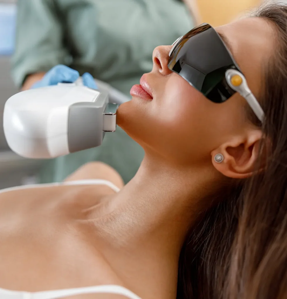 Woman receiving an IPL facial