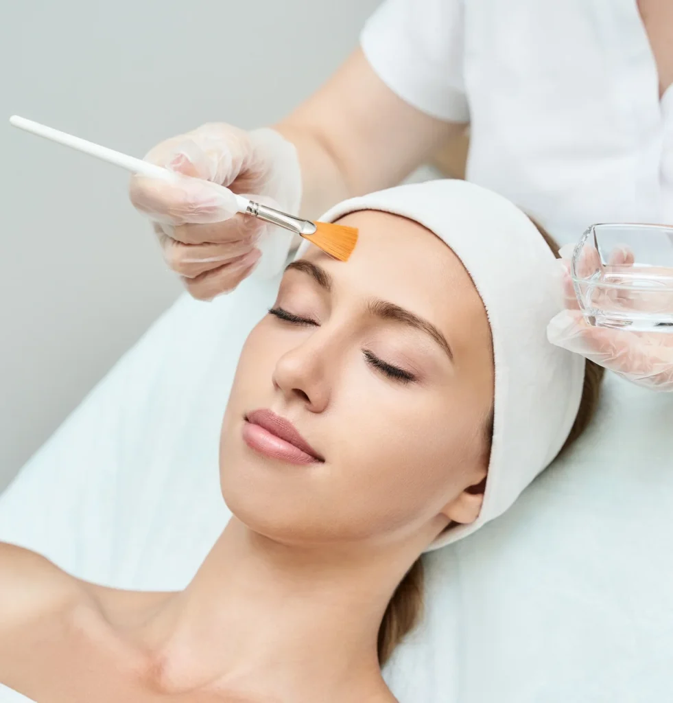 Woman receiving a facial